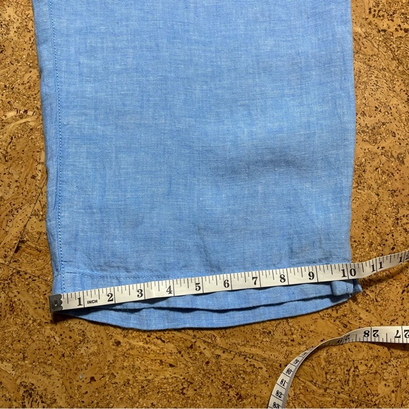 Cynthia Rowley 100% Linen Wide Leg Crop Pants In Light Blue Sz L - Picture 14 of 14